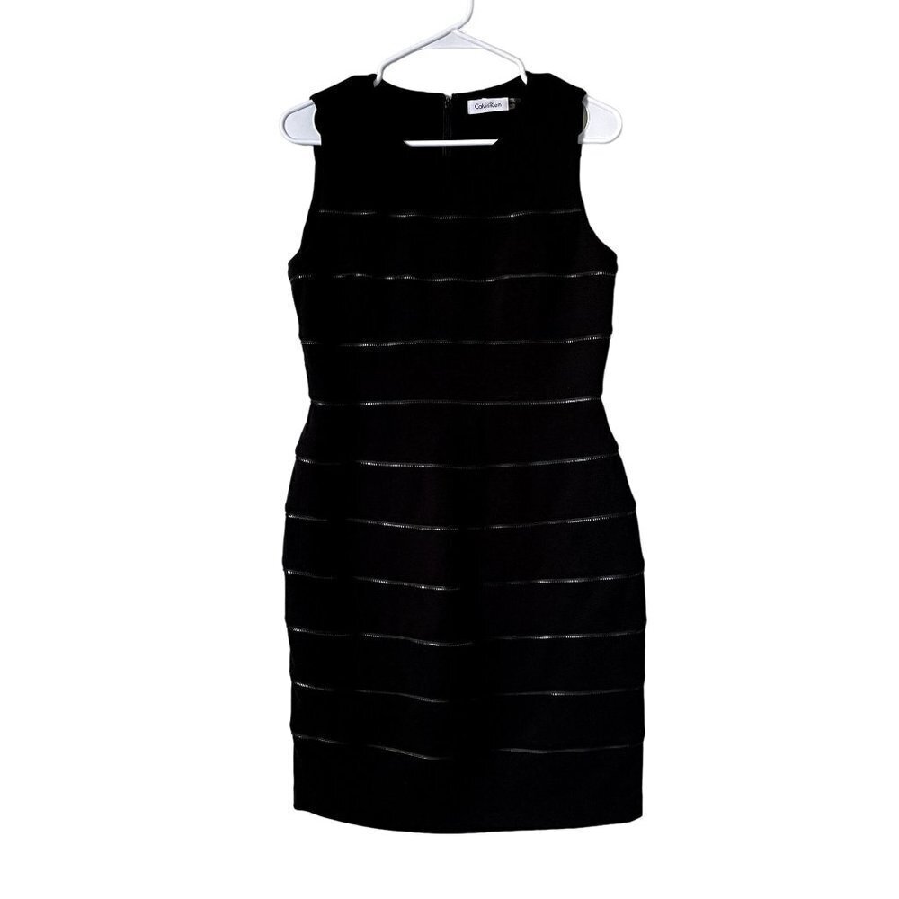 Calvin Klein black unique zipper dress little black dress cocktail sleeveless - Picture 1 of 6